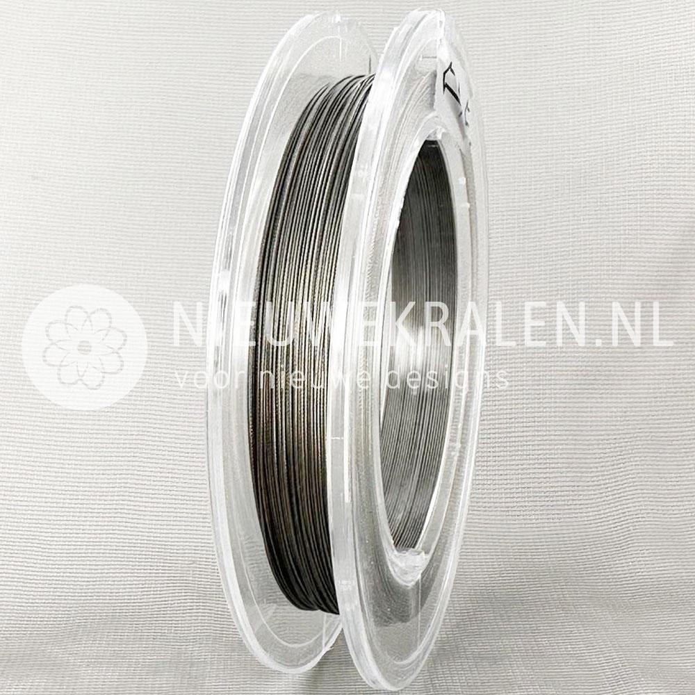 Rijgdraad Nylon coated staaldraad RVS zilver 0.45 mm voor sieraden