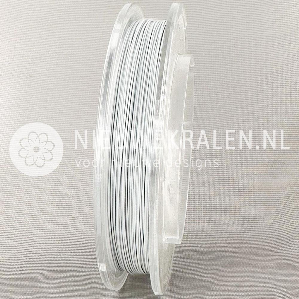 Rijgdraad Nylon coated staaldraad RVS wit 0.5 mm voor sieraden