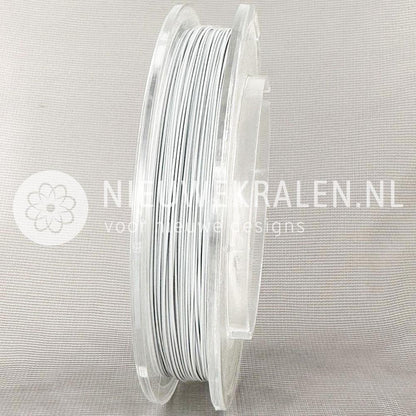 Rijgdraad Nylon coated staaldraad RVS wit 0.5 mm voor sieraden