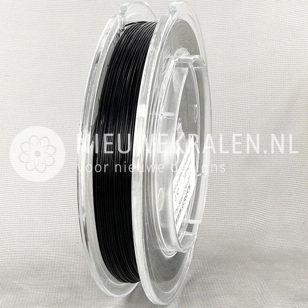 Rijgdraad Nylon coated staaldraad RVS zwart 0.5 mm voor sieraden