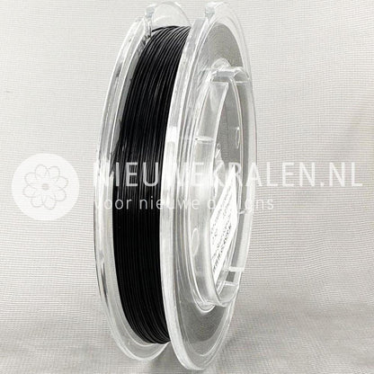 Rijgdraad Nylon coated staaldraad RVS zwart 0.5 mm voor sieraden