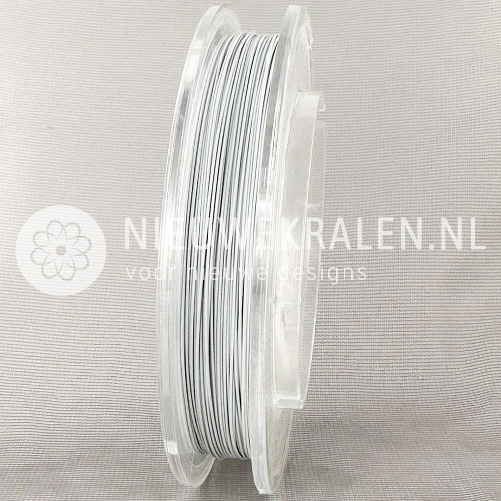 Rijgdraad Nylon coated staaldraad RVS parelmoer wit 0.5 mm voor sieraden