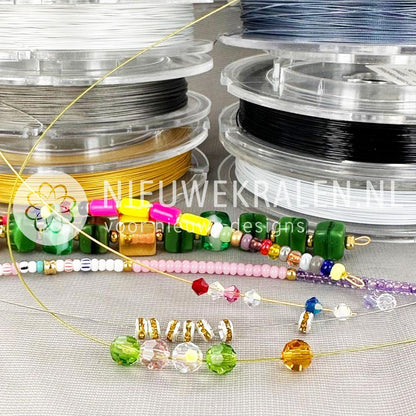 Rijgdraad Nylon coated staaldraad RVS zilver 0.45 mm inspiratie sieraden 