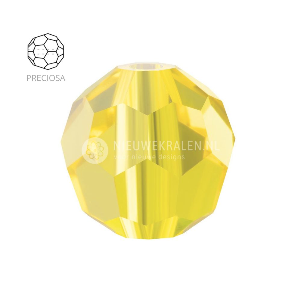 Preciosa Round Beads 4 mm Citrine (80310) – ronde kristalkralen in een gele kleur