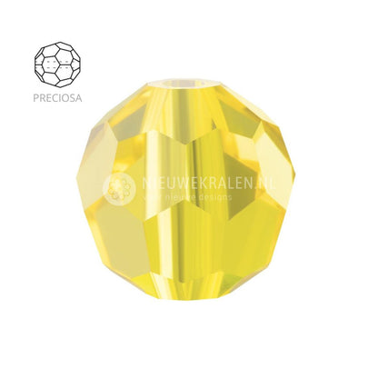 Preciosa Round Beads 4 mm Citrine (80310) – ronde kristalkralen in een gele kleur