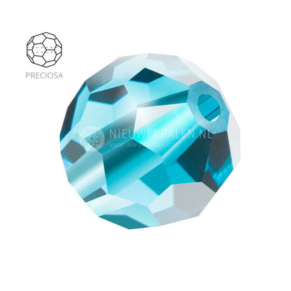 Preciosa Round Beads 4 mm Aqua Bohemica (60010) – ronde kristalkralen in een blauwe kleur