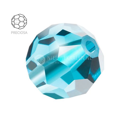 Preciosa Round Beads 4 mm Aqua Bohemica (60010) – ronde kristalkralen in een blauwe kleur