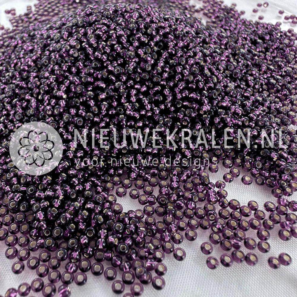 Preciosa rocailles 11/0 amethyst silverlined 2 mm Tsjechische glaskralen transparant paars