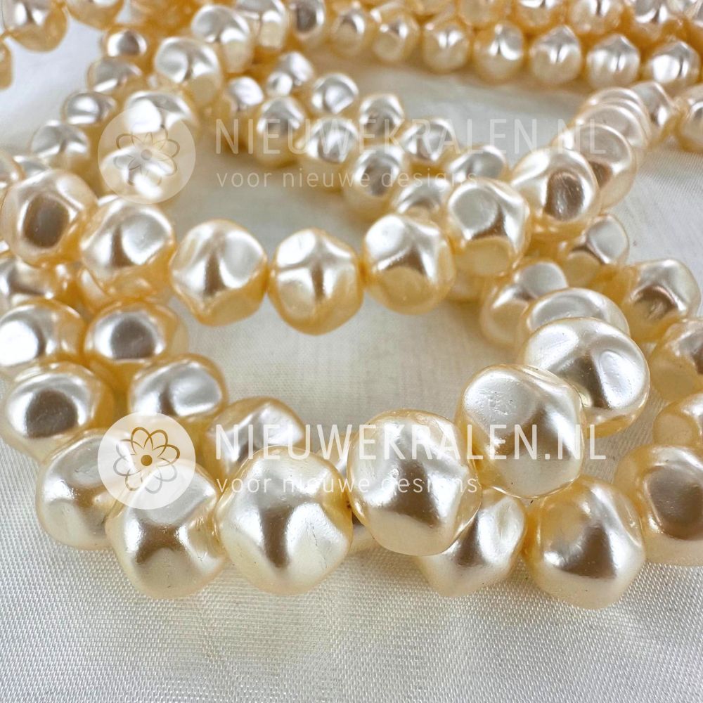 Barok glasparels 10 mm Light Cream – parels in parelmoer lichtcrème