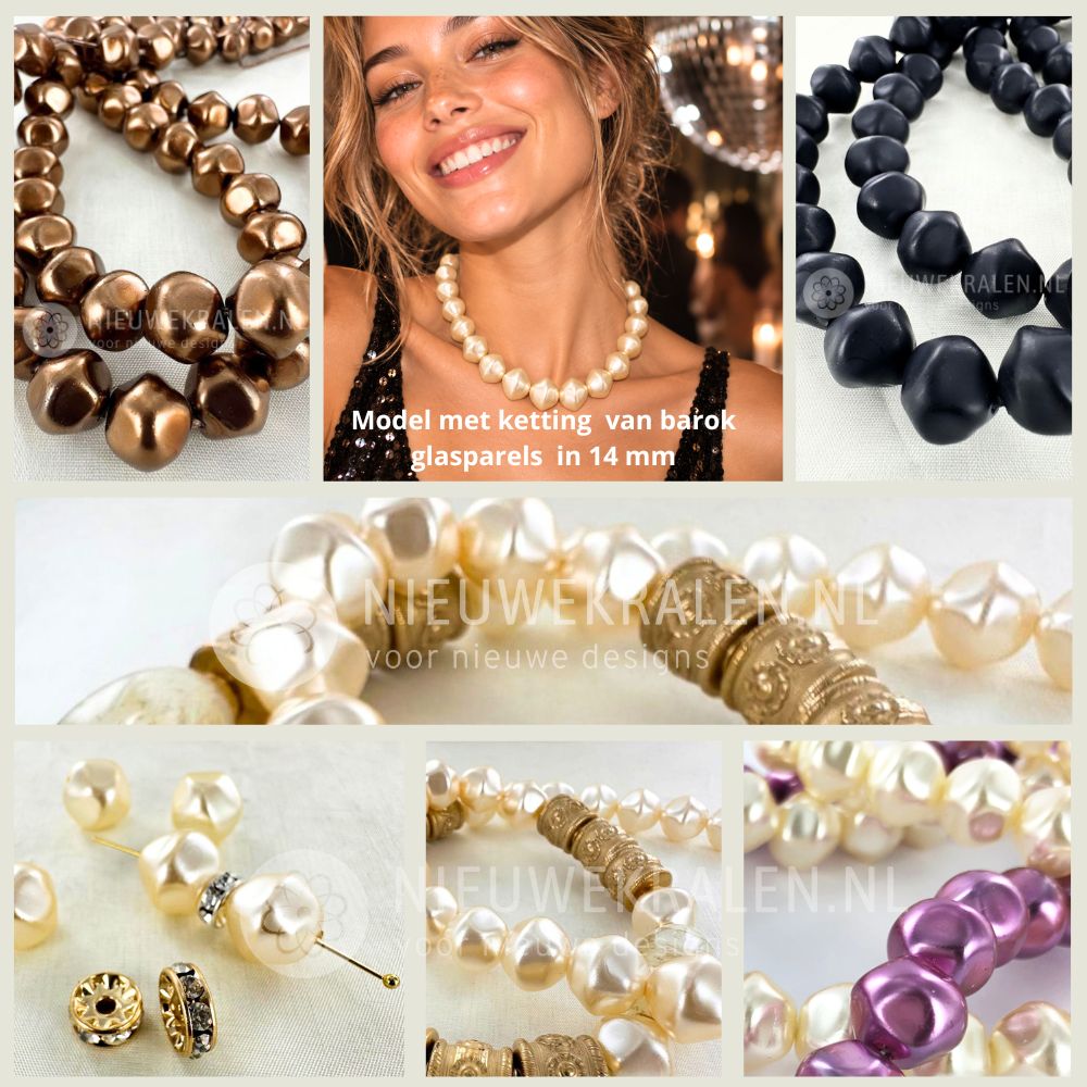 Inspiratie met barok glasparels in verschillende kleuren en maten voor het maken van sieraden