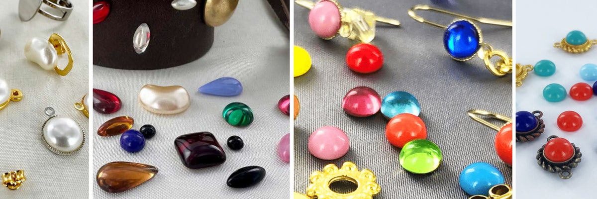 cabochons van glas in verschillende kleuren voor sieraden maken