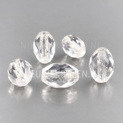 Fire Polished facet kralen ovaal 13 mm x 9 mm Crystal van Preciosa uit Tsjechië