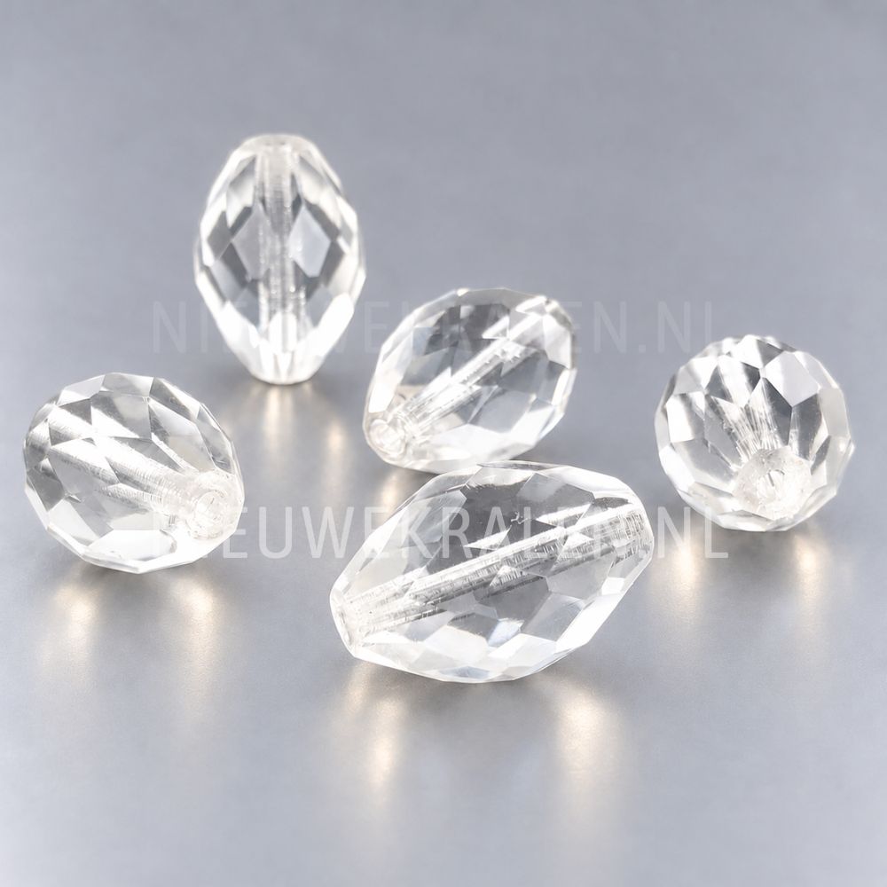 Fire Polished facet kralen ovaal 18 mm x 12 mm Crystal van Preciosa uit Tsjechië