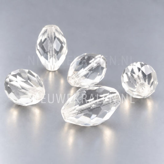 Fire Polished facet kralen ovaal 18 mm x 12 mm Crystal van Preciosa uit Tsjechië