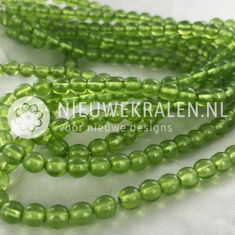 Glaskralen rond groen mat/glans 6 mm met karakteristieke afwerking