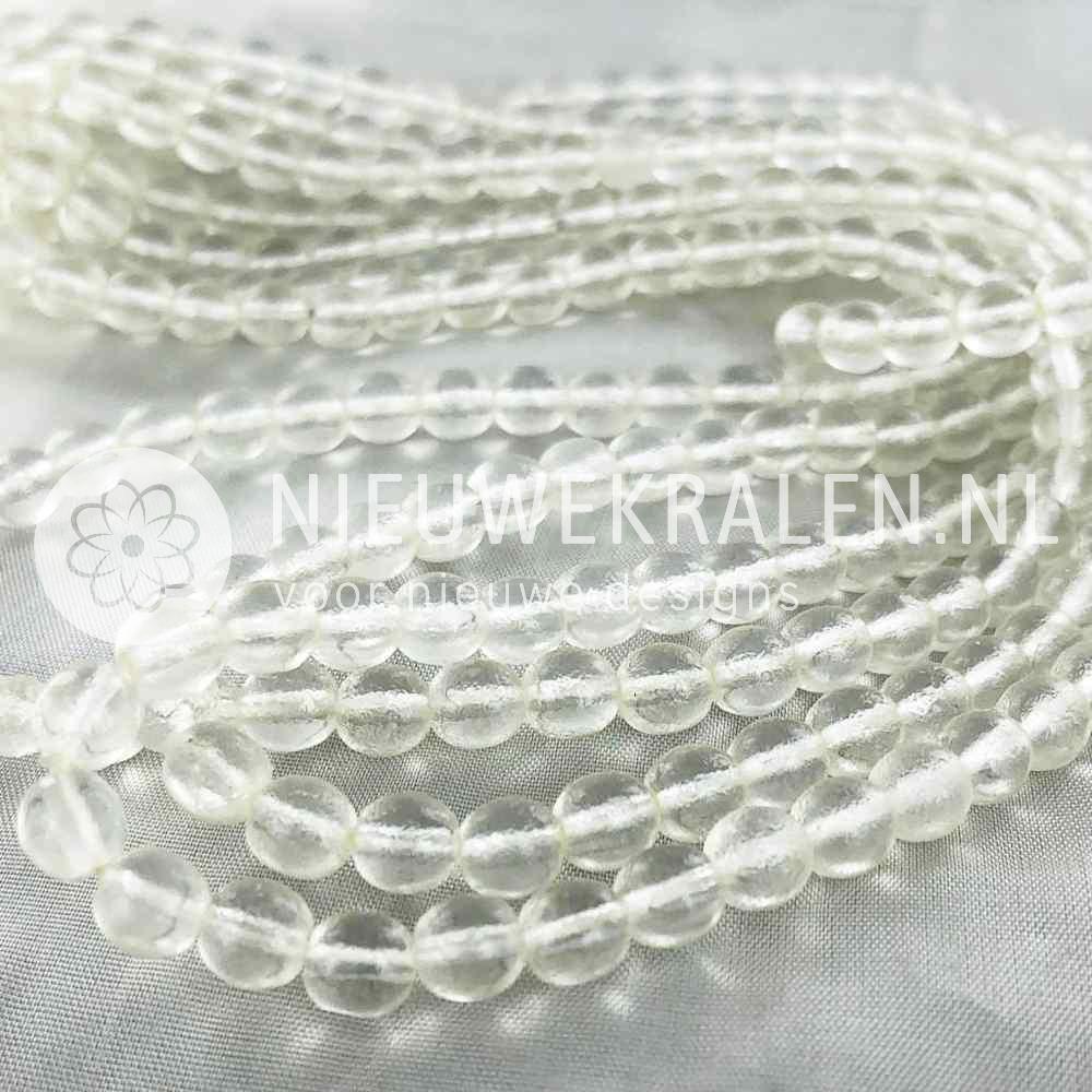 Glaskralen rond kristal mat/glans 6 mm met karakteristieke afwerking