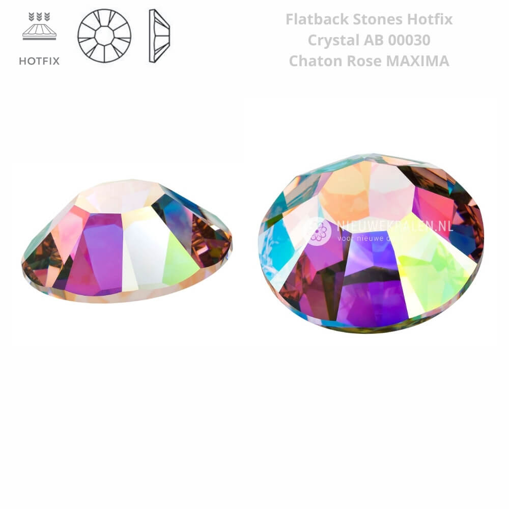Hotfix steentjes Crystal AB SS34 Preciosa Chaton Rose Maxima zijaanzicht