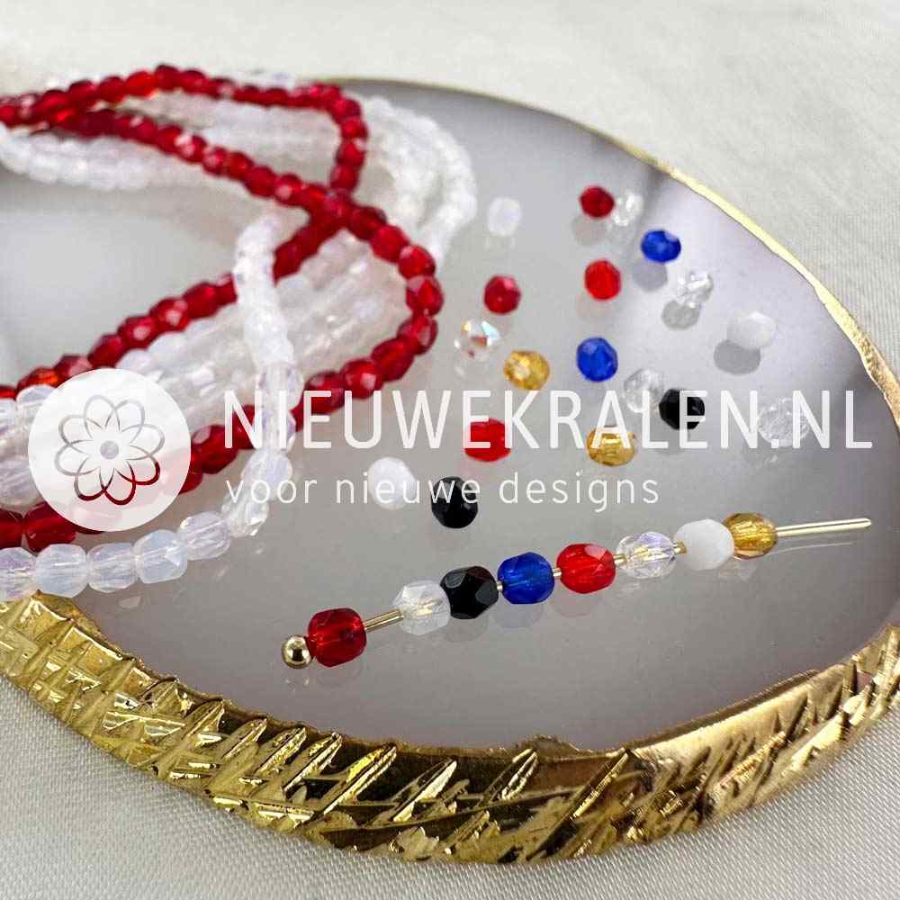 Inspiratie voor sieraden maken met Tsjechische facet kralen 3 mm Fire Polished glaskralen van Preciosa in diverse kleuren.