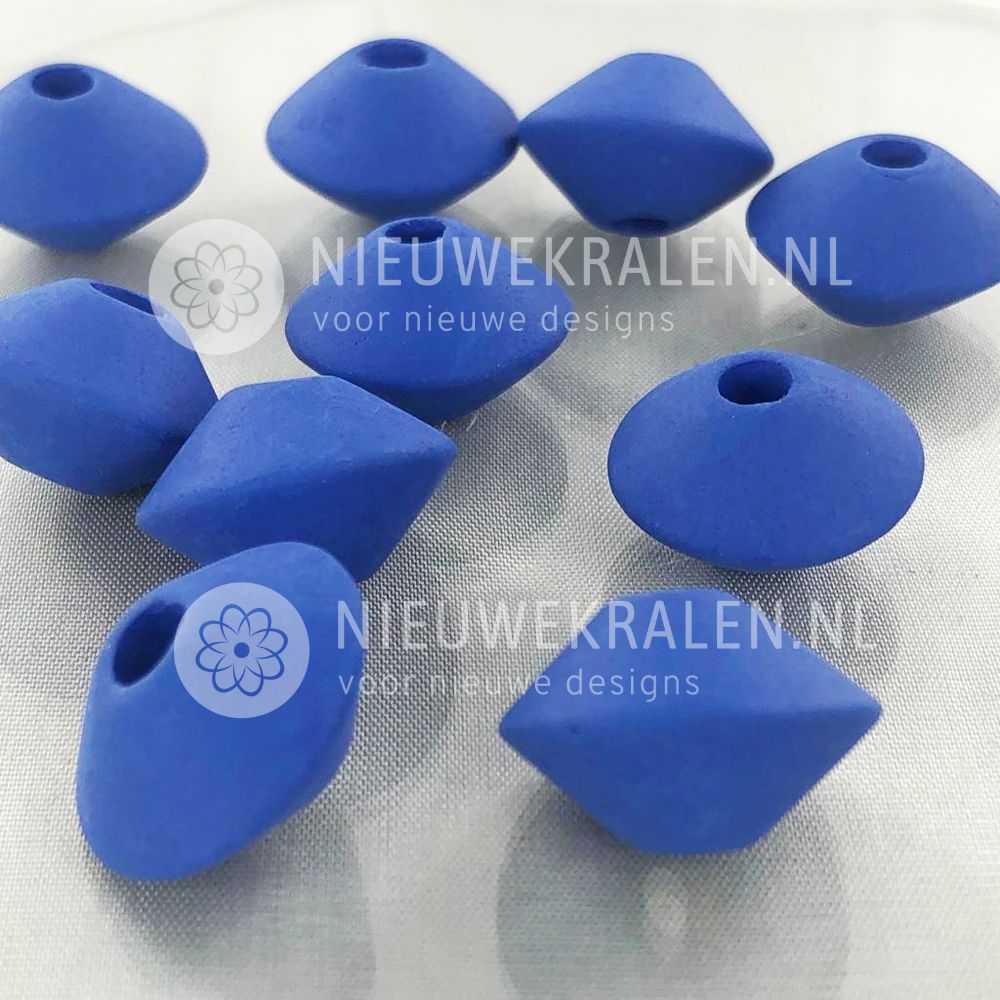Keramiek kralen konisch mat blauw 18x13 mm van Grieks keramiek