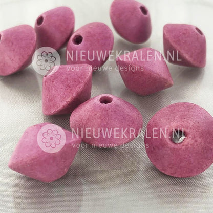 Keramiek kralen konisch mat roze 18x13 mm van Grieks keramiek