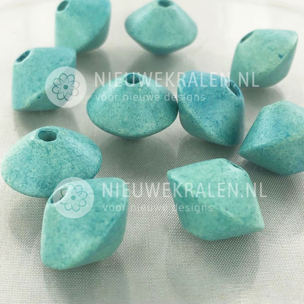 Keramiek kralen konisch mat turquoise 18x13 mm van Grieks keramiek