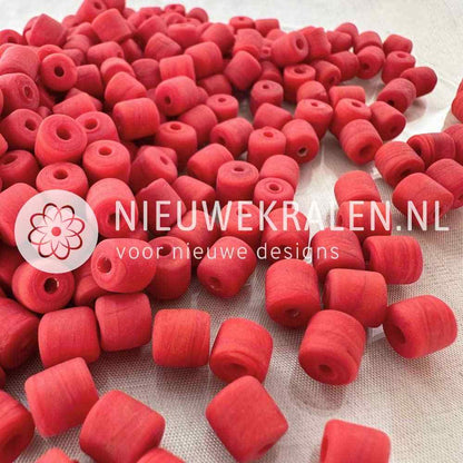 Koraal kralen cilinder 7mm in de kleur rood