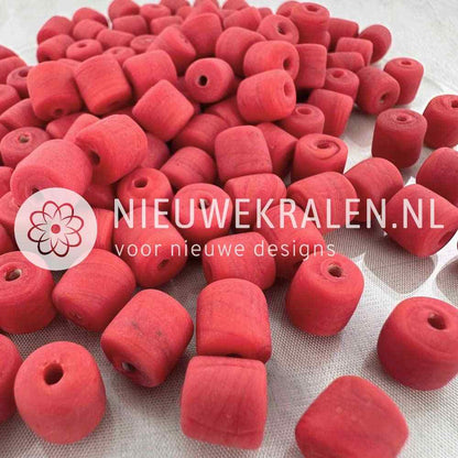 Koraal kralen cilinder 9mm in de kleur rood