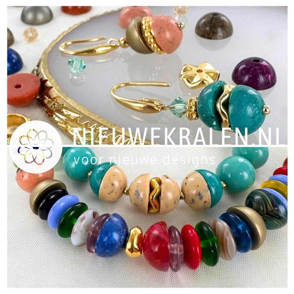 Inspiratie met kunststof halve kralen van 10 mm in sieraden
