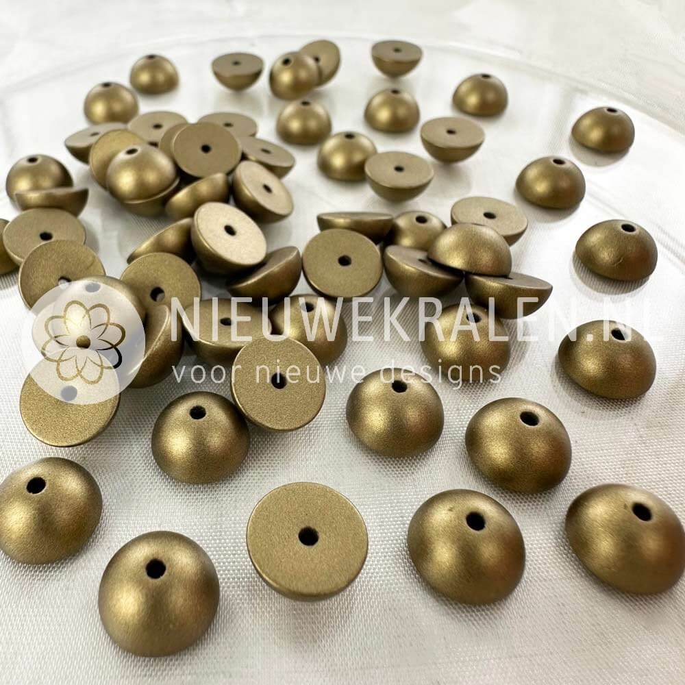 Halve Italiaanse kunststof kralen van 10 mm in antiek gouden kleur