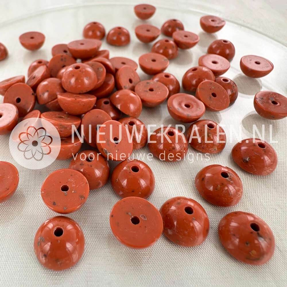 Kunststof halve kralen van 10 mm in marmer bruine kleur