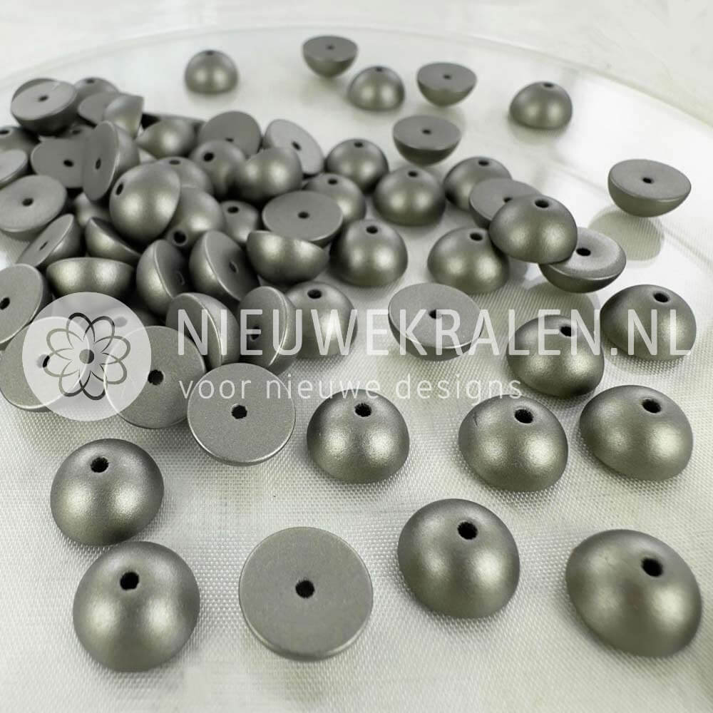 Kunststof halve kralen van 10 mm in grijze kleur