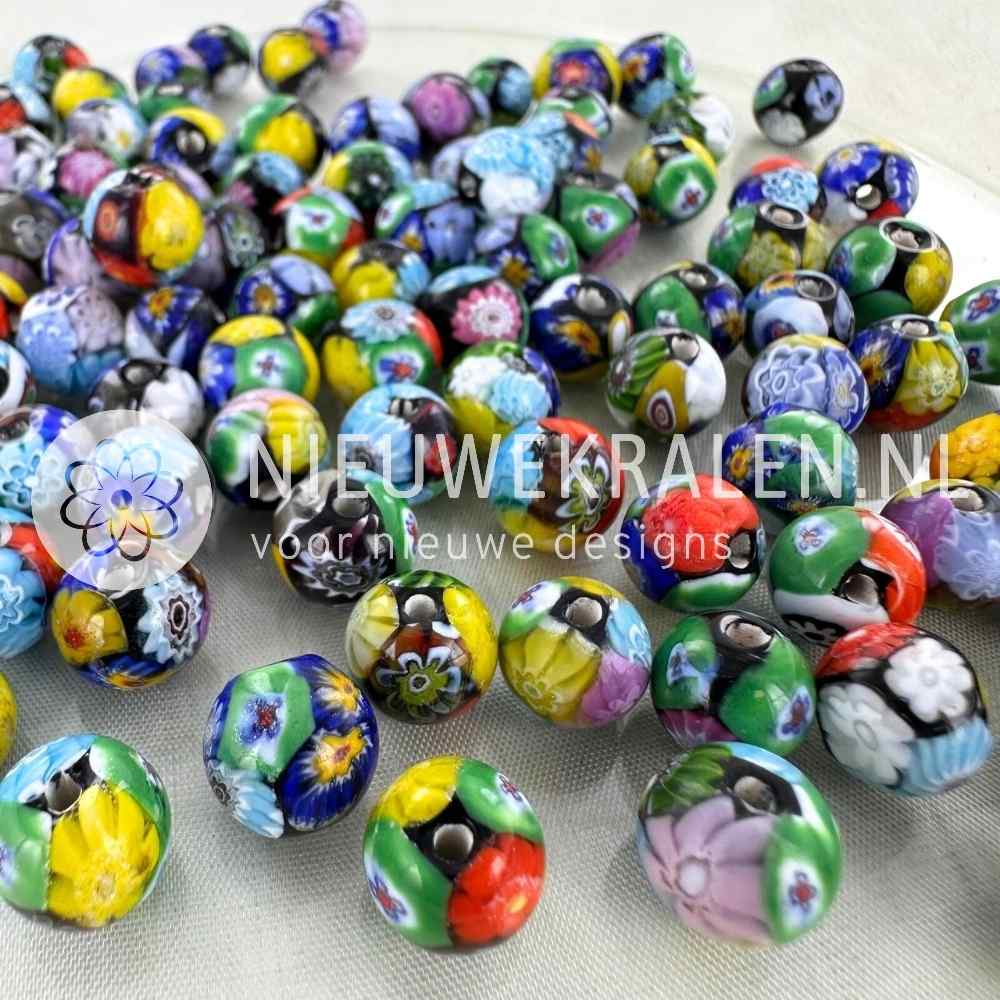 millefiori kralen rond multikleur 8mm handgemaakte glaskralen met bloemmotieven