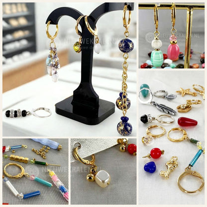 Inspiratie voor ronde oorbellen met brisuresluiting met kralen, bedels, hangers en sieradenonderdelen