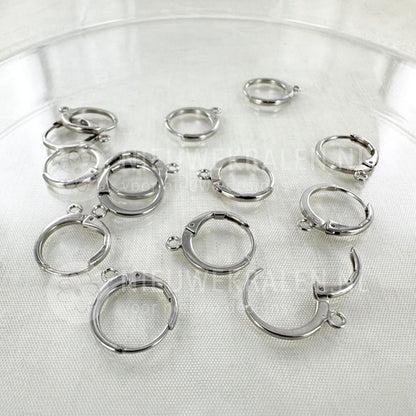 Zilverkleurige oorbellen met brisuresluiting rond 12 mm met oogje voor het maken van oorbellen