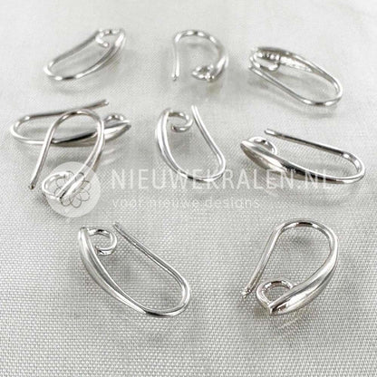 Ovale oorhaakjes zilverkleurig van 14 mm met buigbaar oogje voor het maken van oorbellen