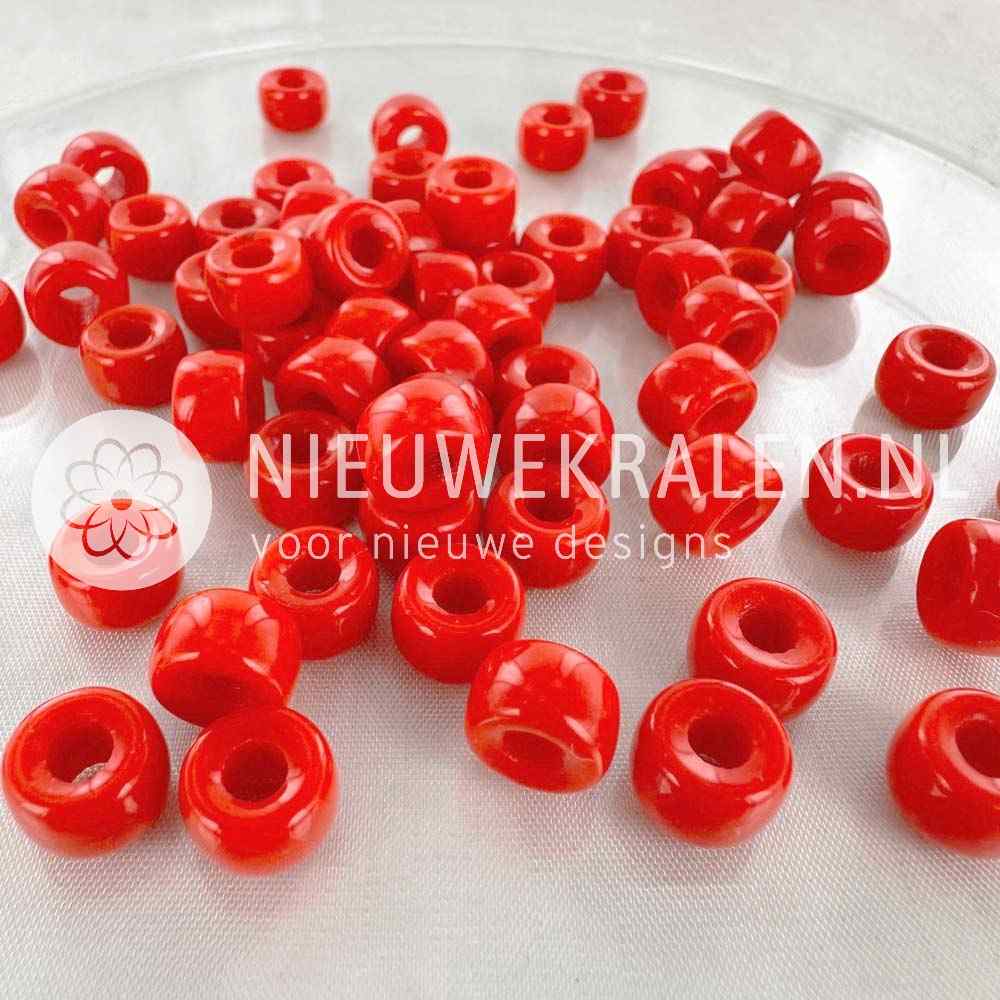 Pony Beads 9mm opaque oranje – Tsjechische glaskralen met groot rijggat in de kleur oranje ondoorzichtig