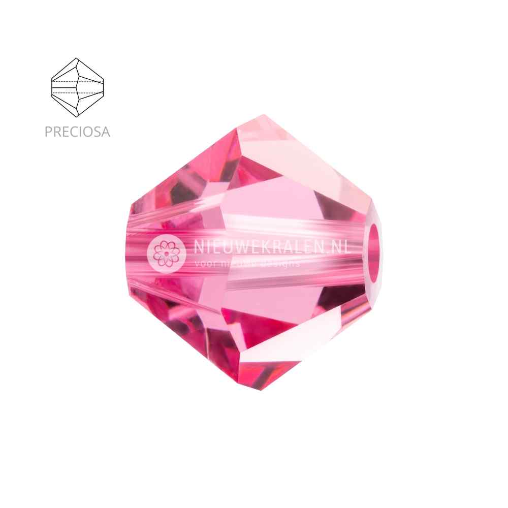 Preciosa bicone kralen 3 mm Rose – facetgeslepen kristal kralen uit Tsjechië, zacht roze.