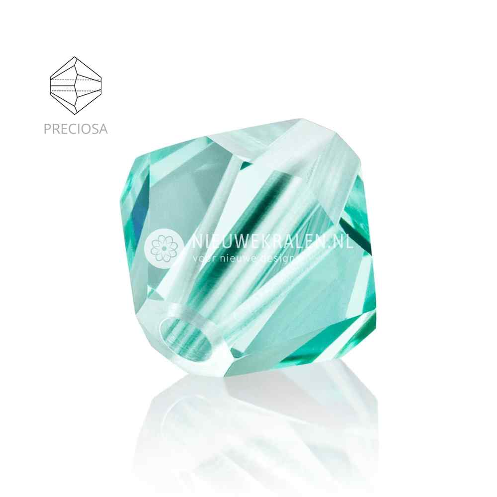 Preciosa bicone kralen 4 mm Caribbean Sea (50005) – facetgeslepen kristal kralen uit Tsjechië in een heldere, frisse turquoise tint met een exotische uitstraling, het beste alternatief voor Swarovski kralen.