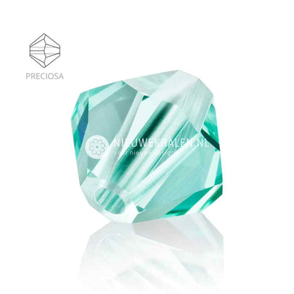 Preciosa bicone kralen 4 mm Caribbean Sea (50005) – facetgeslepen kristal kralen uit Tsjechië in een heldere, frisse turquoise tint met een exotische uitstraling, het beste alternatief voor Swarovski kralen.