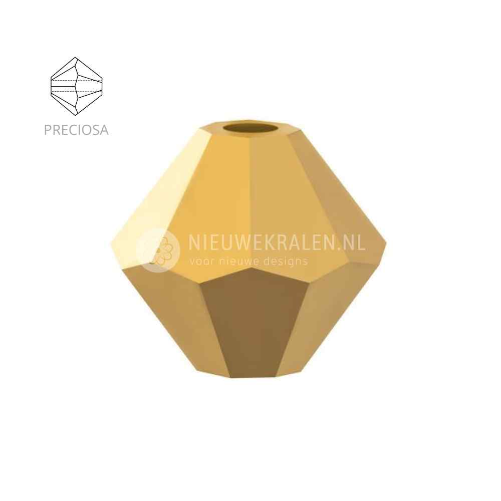 Preciosa bicone kralen 4 mm Crystal Aurum Full (00030 26200 Aur 2x) – facetgeslepen kristal kralen uit Tsjechië in een luxe goudkleurige kleur, het beste alternatief voor Swarovski kralen.