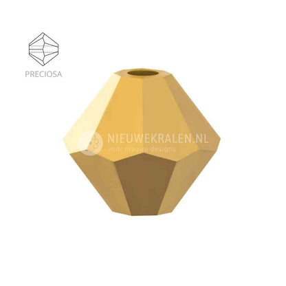 Preciosa bicone kralen 4 mm Crystal Aurum Full (00030 26200 Aur 2x) – facetgeslepen kristal kralen uit Tsjechië in een luxe goudkleurige kleur, het beste alternatief voor Swarovski kralen.