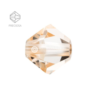 Preciosa bicone kralen 4 mm Crystal Honey (00030Hon) – facetgeslepen kristal kralen uit Tsjechië in een beige, honingkleurige champagnetint, het beste alternatief voor Swarovski kralen.