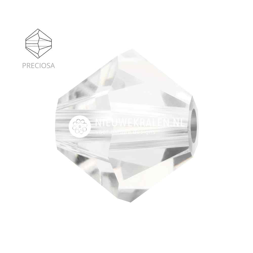 Preciosa bicone kralen 4 mm Crystal (00030) – facetgeslepen kristal kralen uit Tsjechië in een heldere, transparante kristal tint, het beste alternatief voor Swarovski kralen.