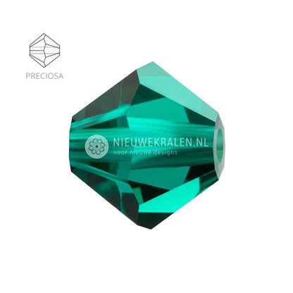 Preciosa bicone kralen 4 mm Emerald (50730) – facetgeslepen kristal kralen uit Tsjechië in een diepe, smaragdgroene tint, het beste alternatief voor Swarovski kralen.