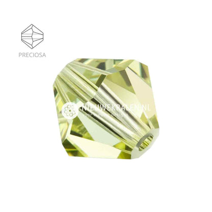 Preciosa bicone kralen 4 mm Jonquil (80100) – facetgeslepen kristal kralen uit Tsjechië in een zachte gele tint, het beste alternatief voor Swarovski kralen.