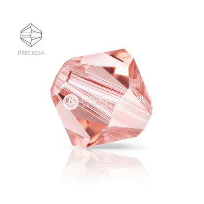 Preciosa bicone kralen 4 mm Rose Peach (70030) – facetgeslepen kristal kralen uit Tsjechië in een zachte, lichtroze, perzikkleurige tint, het beste alternatief voor Swarovski kralen.