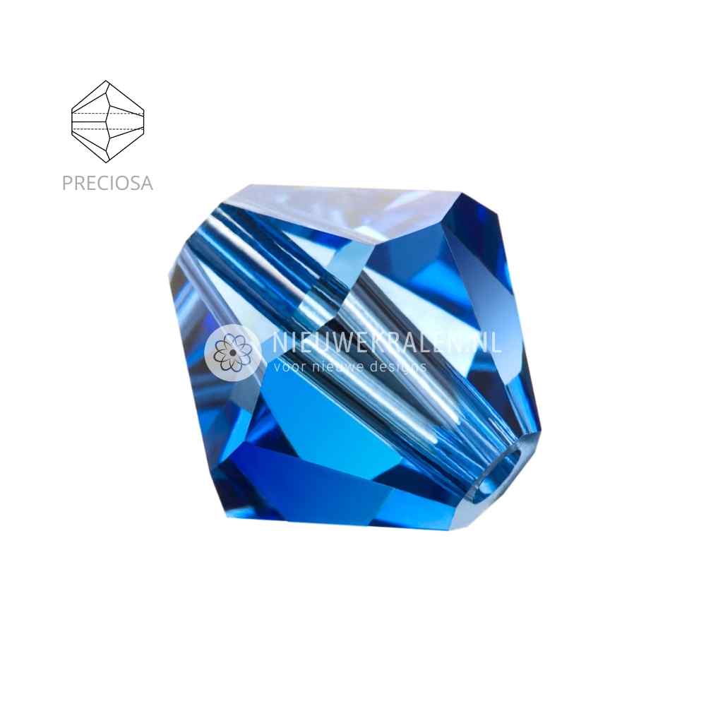 Preciosa bicone kralen 4 mm Sapphire (30050) – facetgeslepen kristal kralen uit Tsjechië in een heldere blauwe tint, het beste alternatief voor Swarovski.