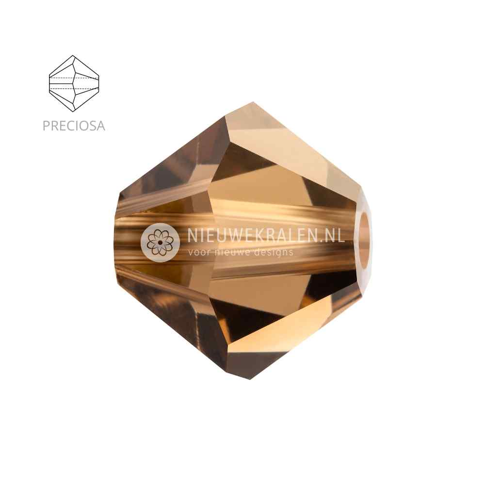 Preciosa bicone kralen 4 mm Smoked Topaz (10220) – facetgeslepen kristal kralen uit Tsjechië in een diepe, rokerige bruine tint, het beste alternatief voor Swarovski.