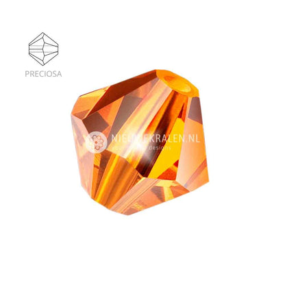 Preciosa bicone kralen 4 mm Sun (90310) – facetgeslepen kristal kralen uit Tsjechië in een stralende, energieke oranje tint, het beste alternatief voor Swarovski kralen.