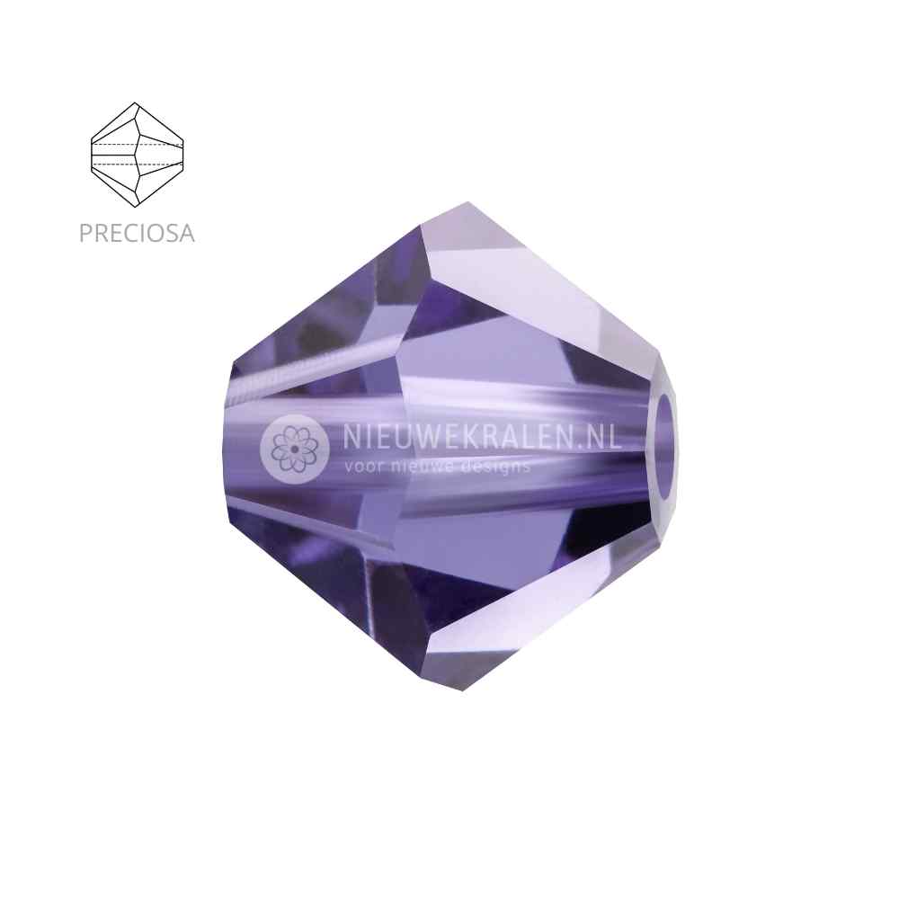 Preciosa bicone kralen 4 mm Tanzanite – facetgeslepen kristal kralen uit Tsjechië in elegante paarsblauwe tint, het beste alternatief voor Swarovski.